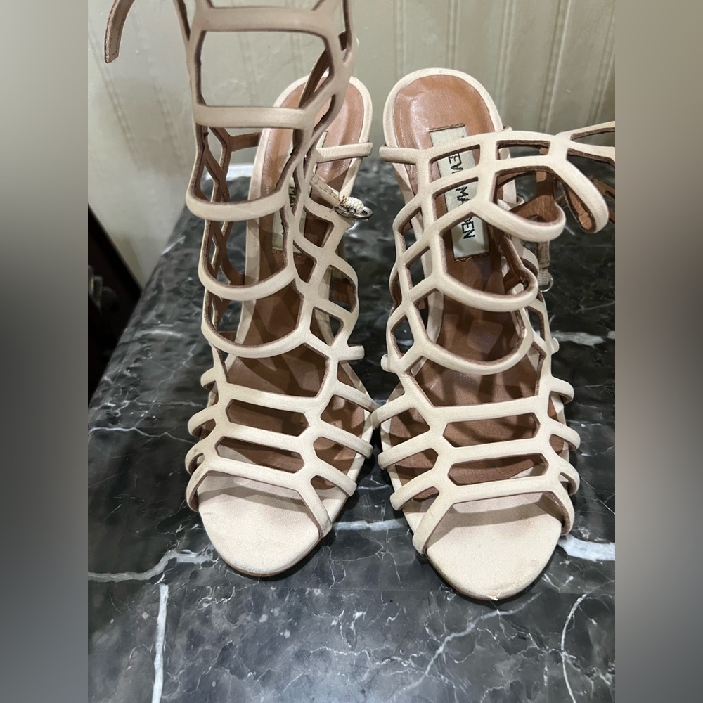 Steve Madden Nude Strappy Cage High Heel Sandals